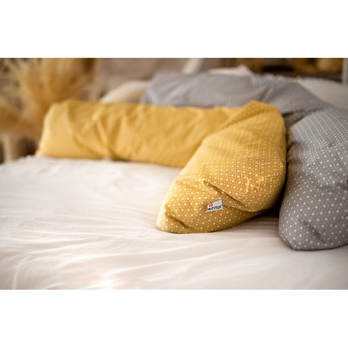 Polohovací polštář Matýsek květ žlutý, květ šedý