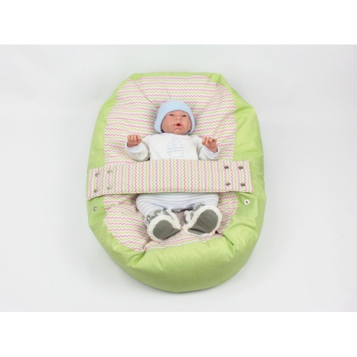 Pelíšek pro miminko, relaxační polštář VLNKY ZELENÉ