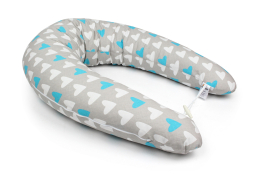 Těhotenský a kojicí polštář Maxi srdce modré 100% bavlna