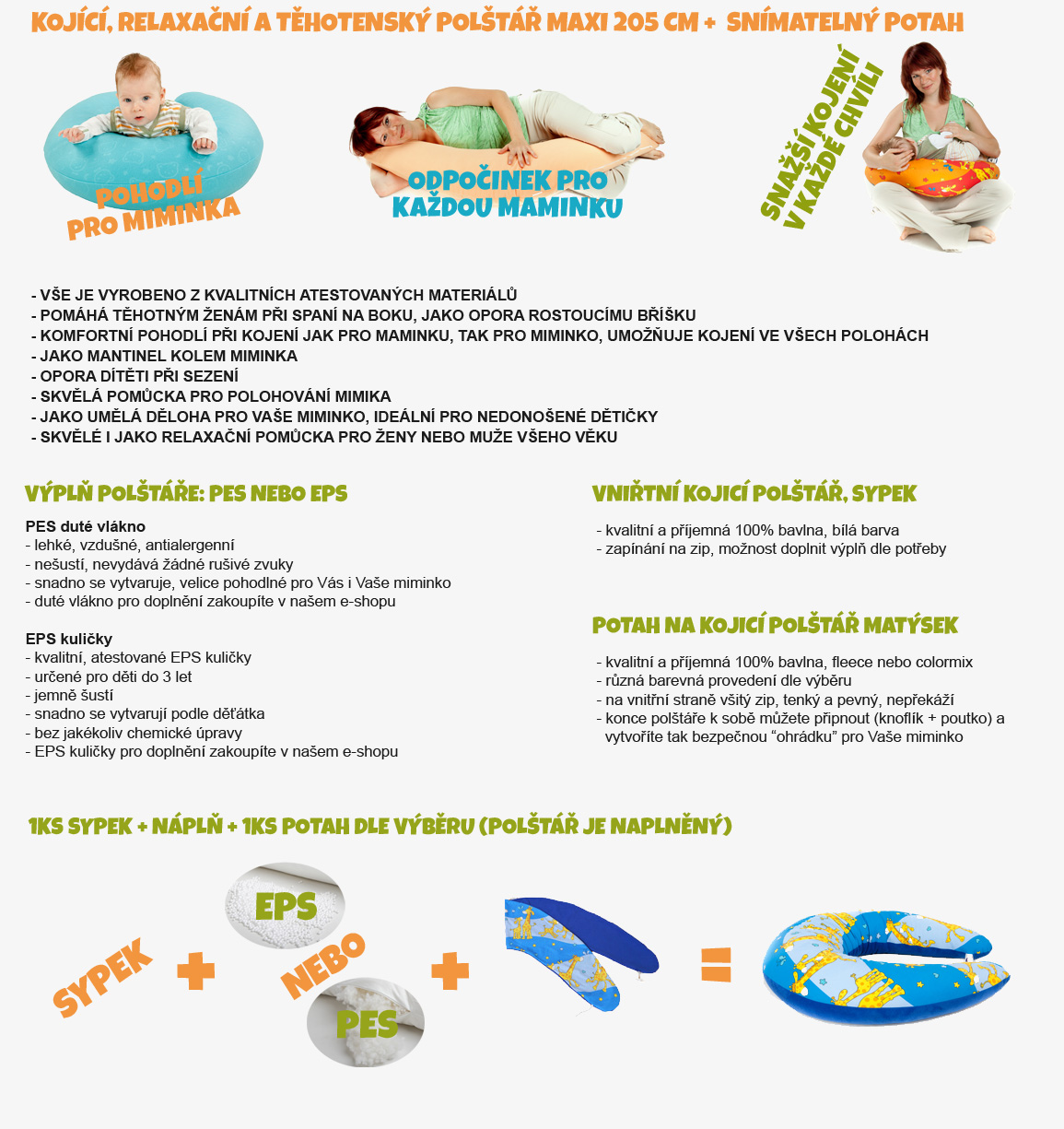 Multifunkční, kojicí polštář Maxi STARS 100% bavlna